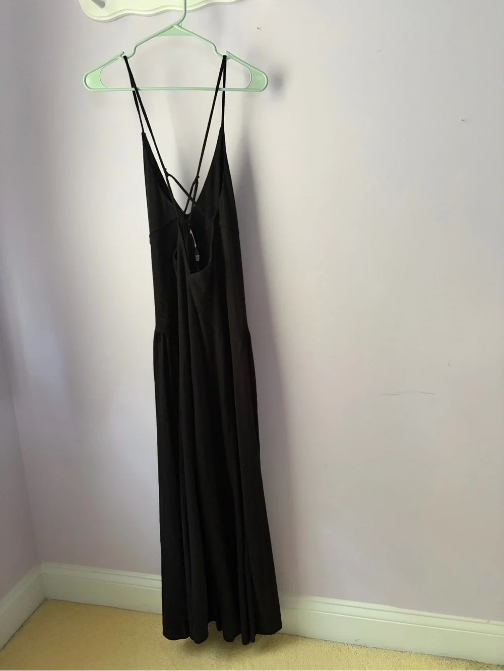 Free People Black Strappy V-Neck Maxi Dress